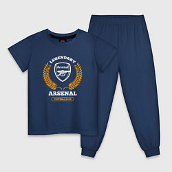 Пижама хлопковая детская Лого Arsenal и надпись Legendary Football Club, цвет: тёмно-синий