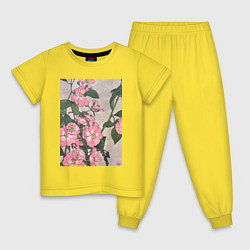 Пижама хлопковая детская Prairie Rose Розы, цвет: желтый