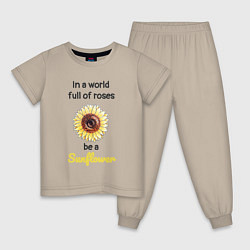 Пижама хлопковая детская Be a Sunflower, цвет: миндальный