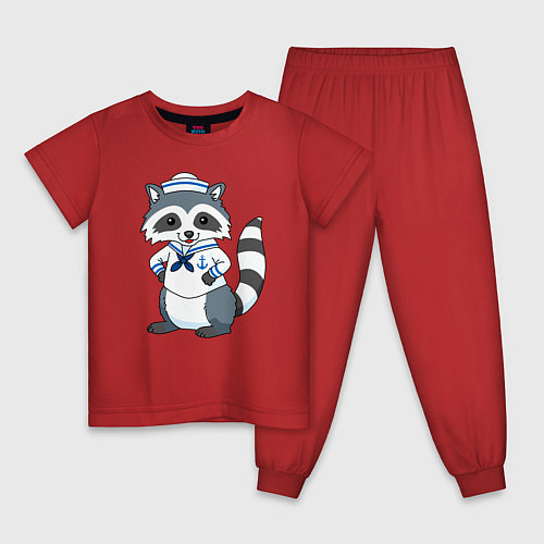 Детская пижама Енотик морячок / Красный – фото 1
