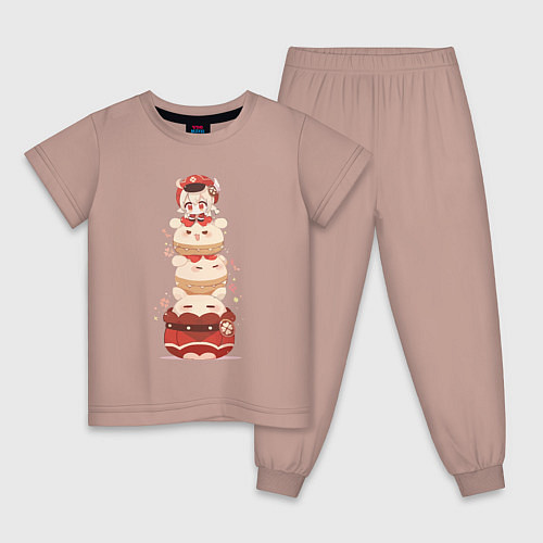 Детская пижама Геншин импакт chibi clee / Пыльно-розовый – фото 1