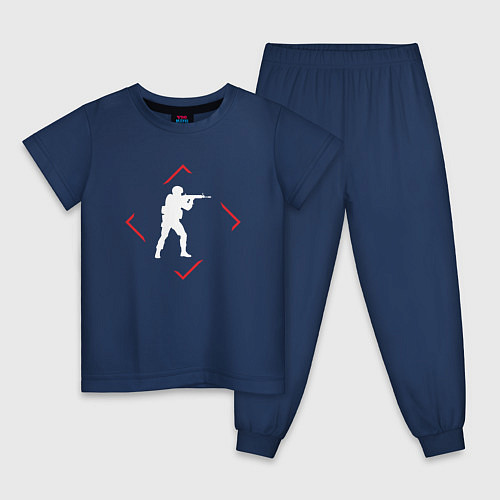 Детская пижама Символ Counter Strike в красном ромбе / Тёмно-синий – фото 1