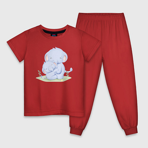 Детская пижама Милые Слонята / Красный – фото 1