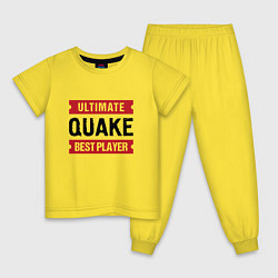 Пижама хлопковая детская Quake: таблички Ultimate и Best Player, цвет: желтый