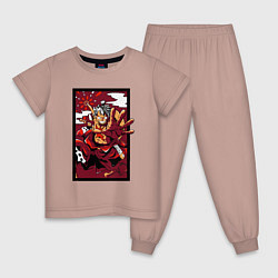 Пижама хлопковая детская ЛУФФИ 5 ЙОНКО ONE PIECE, цвет: пыльно-розовый