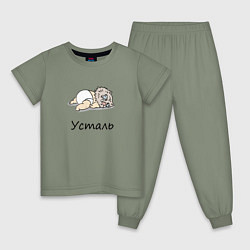 Пижама хлопковая детская Уставший Иноске Клинок, уничтожающий демонов, цвет: авокадо