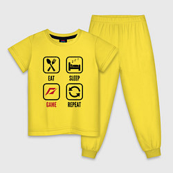 Пижама хлопковая детская Eat Sleep Need for Speed Repeat, цвет: желтый