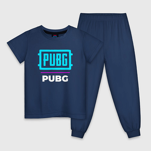 Детская пижама Символ PUBG в неоновых цветах / Тёмно-синий – фото 1