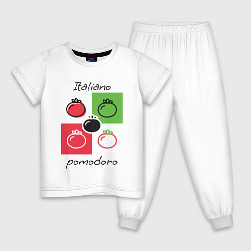 Детская пижама Italiano Pomodoro, любовь к Италии, пицце и томата / Белый – фото 1