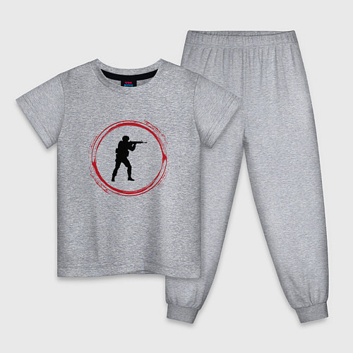 Детская пижама Символ Counter Strike и красная краска вокруг / Меланж – фото 1