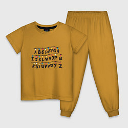 Пижама хлопковая детская STRANGER THINGS ALPHABET, цвет: горчичный