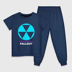 Пижама хлопковая детская Символ Fallout в неоновых цветах, цвет: тёмно-синий