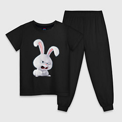 Пижама хлопковая детская Свирепый пушистый зайчара Ferocious fluffy hare, цвет: черный