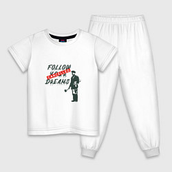 Пижама хлопковая детская Follow your dreams зачёркнуто надписью Cancelled, цвет: белый