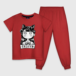 Пижама хлопковая детская Взволнованная Коми-сан, цвет: красный
