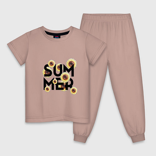 Детская пижама SUMMER в подсолнухах / Пыльно-розовый – фото 1