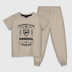 Пижама хлопковая детская Arsenal: Football Club Number 1 Legendary, цвет: миндальный