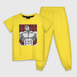 Пижама хлопковая детская Джек Хаммер, цвет: желтый
