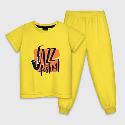 Пижама хлопковая детская Джазовый Фестиваль, цвет: желтый