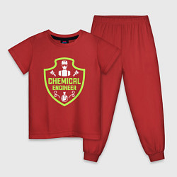 Пижама хлопковая детская Инженер-химик, цвет: красный