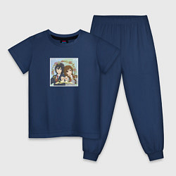 Пижама хлопковая детская Кёко и Изуми арт, цвет: тёмно-синий