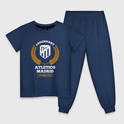 Пижама хлопковая детская Лого Atletico Madrid и надпись Legendary Football, цвет: тёмно-синий