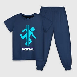 Пижама хлопковая детская Символ Portal в неоновых цветах, цвет: тёмно-синий