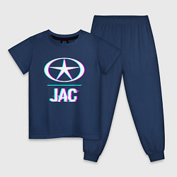 Пижама хлопковая детская Значок JAC в стиле Glitch, цвет: тёмно-синий