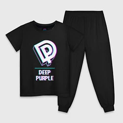 Пижама хлопковая детская Deep Purple Glitch Rock, цвет: черный