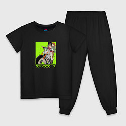 Пижама хлопковая детская Джо и Сатио Megalo Box, цвет: черный