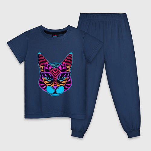 Детская пижама Кот гипноз / Тёмно-синий – фото 1