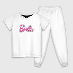 Пижама хлопковая детская Barbie logo, цвет: белый