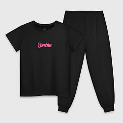 Пижама хлопковая детская Barbie mini logo, цвет: черный