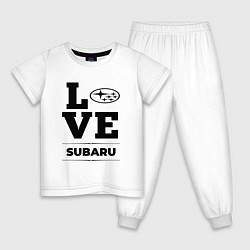 Пижама хлопковая детская Subaru Love Classic, цвет: белый