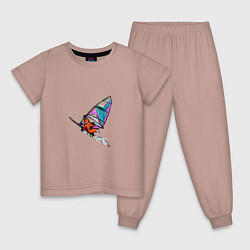 Пижама хлопковая детская Windfoxer, цвет: пыльно-розовый