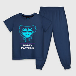 Пижама хлопковая детская Символ Poppy Playtime в неоновых цветах, цвет: тёмно-синий