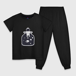 Пижама хлопковая детская Космонавт в банке, цвет: черный