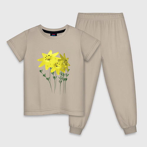 Детская пижама Flowers yellow / Миндальный – фото 1
