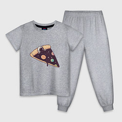 Пижама хлопковая детская Space - Pizza, цвет: меланж