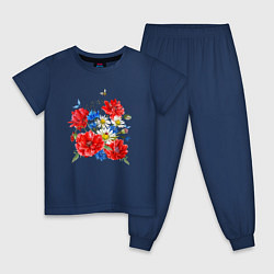 Детская пижама Летний букет мак василек ромашка цветы лето