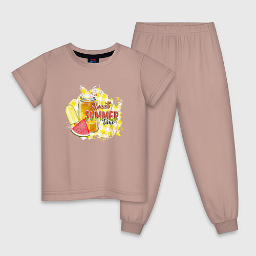 Детская пижама Лимонад и мороженое / Пыльно-розовый – фото 1