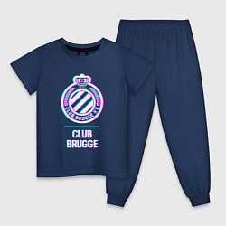 Пижама хлопковая детская Club Brugge FC в стиле Glitch, цвет: тёмно-синий