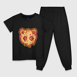 Пижама хлопковая детская Пицца панда, цвет: черный