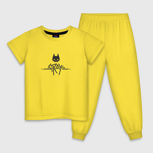 Детская пижама Stray ровный логотип, черный / Желтый – фото 1