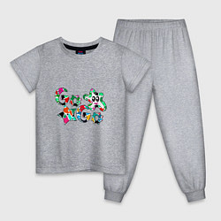 Пижама хлопковая детская Go-Go Аппликация разноцветные буквы, цвет: меланж