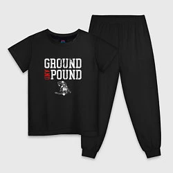 Пижама хлопковая детская Ground And Pound Добивание ММА, цвет: черный