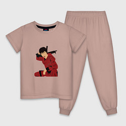 Пижама хлопковая детская Soldier Tokyo, цвет: пыльно-розовый