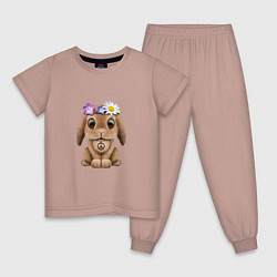 Пижама хлопковая детская Мир - Кролик, цвет: пыльно-розовый