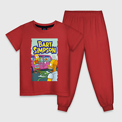 Пижама хлопковая детская Барт Симпсон устроил из автомобиля аквариум, цвет: красный