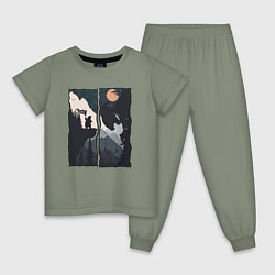 Детская пижама Оранжевая луна и дикий альпинизм